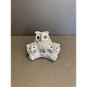Vintage A Wolf Original Handmade in Canada, Owls, Owl Family Wolf Sculptures
